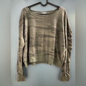 Splendid Cropped thermal academy sweatshirt - Size L - Camo